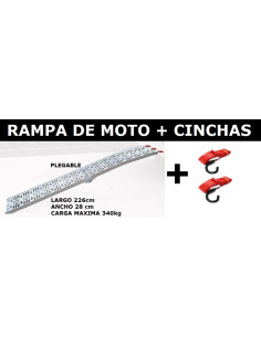 PACK RAMPA DE MOTO PLEGABLE + CINCHAS DE SUJECIÓN