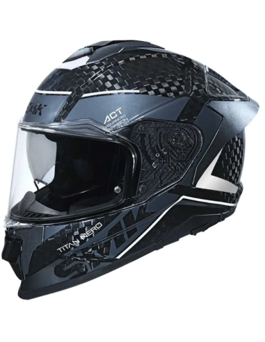 CASCO TITAN CARBON NERO BRILLO CON DETALLES EN BLANCO