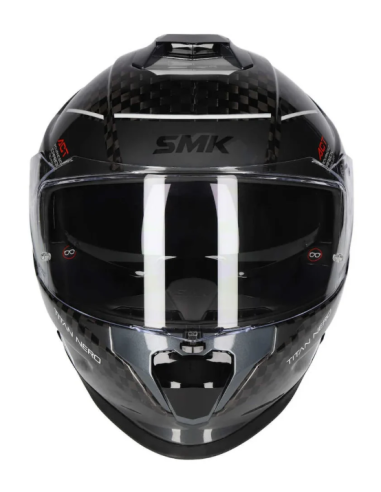 CASCO TITAN CARBON NERO BRILLO CON DETALLES EN BLANCO