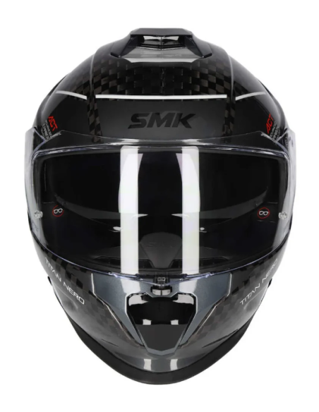 CASCO TITAN CARBON NERO BRILLO CON DETALLES EN BLANCO