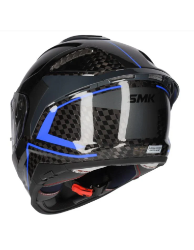 CASCO TITAN CARBON NERO BRILLO CON DETALLES EN AZUL
