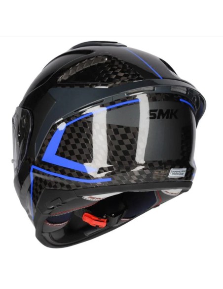 CASCO TITAN CARBON NERO BRILLO CON DETALLES EN AZUL