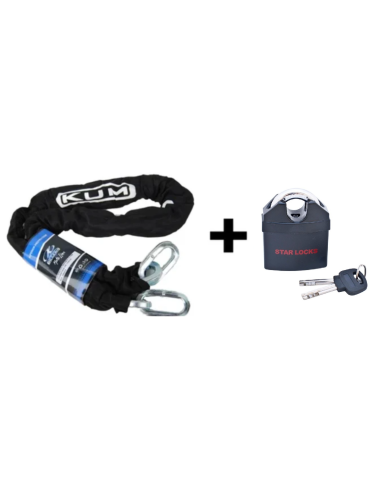 Cadena antirrobo de moto 150 cm + Candado de 10 mm