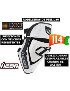 RODILLERAS CON PROTECCIÓN + DESLIZADERAS MOTERO ICON CLOVER BLANCAS