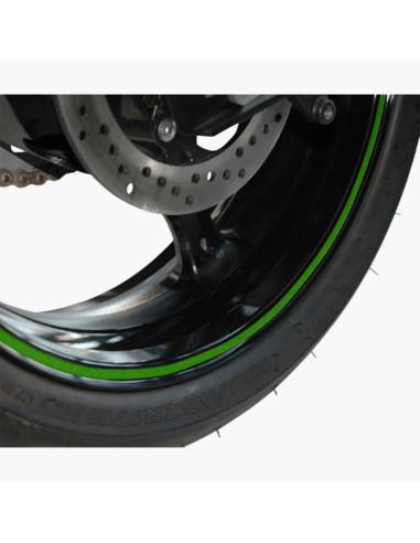 TIRAS DE RUEDAS PARA MOTO COLOR VERDE CON APLICADOR