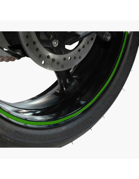 TIRAS DE RUEDAS PARA MOTO COLOR VERDE CON APLICADOR