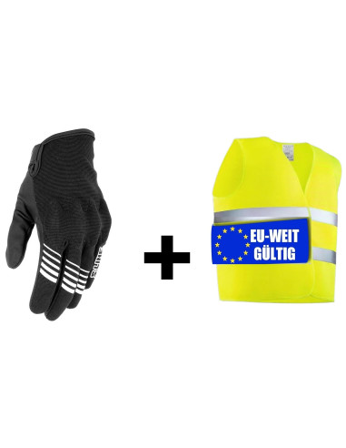 Pack de Guantes de moto homologados + Chaleco reflectante homologado