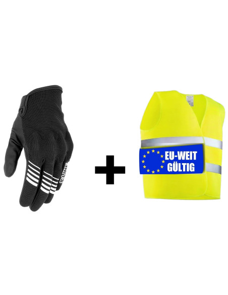 Pack de Guantes de moto homologados + Chaleco reflectante homologado