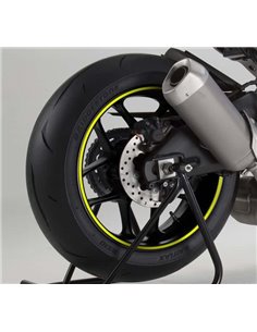 TIRAS DE RUEDAS PARA MOTO COLOR AMARILLO  FLUORESCENTE SIN APLICADOR