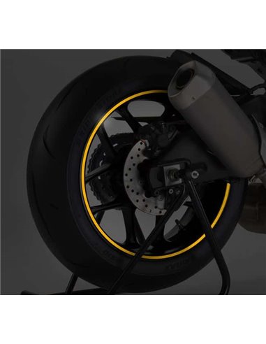 TIRAS DE RUEDAS PARA MOTO COLOR AMARILLO REFLECTANTE SIN APLICADOR