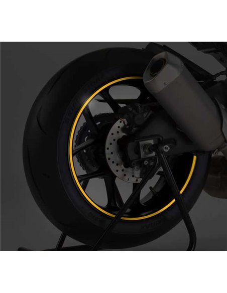 TIRAS DE RUEDAS PARA MOTO COLOR AMARILLO REFLECTANTE SIN APLICADOR