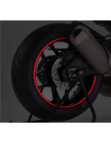 TIRAS DE RUEDAS PARA MOTO COLOR ROJO REFLECTANTE SIN APLICADOR