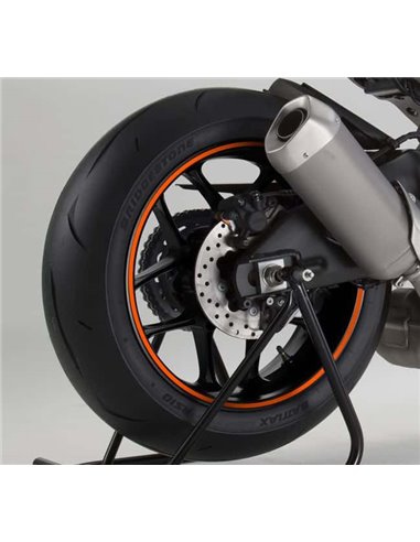 TIRAS DE RUEDAS PARA MOTO COLOR NARANJA FLUORESCENTE SIN APLICADOR