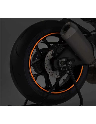 TIRAS DE RUEDAS PARA MOTO COLOR NARANJA KTM REFLECTANTE SIN APLICADOR