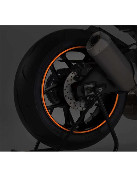 TIRAS DE RUEDAS PARA MOTO COLOR NARANJA KTM REFLECTANTE SIN APLICADOR