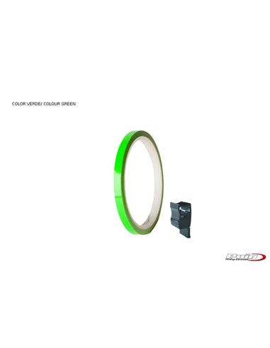 TIRAS DE RUEDAS PARA MOTO COLOR VERDE FLUORESCENTE CON APLICADOR