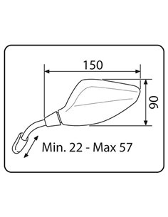 ESPEJO RETROVISOR IZQUIERDO RS1 SIMIL CARBONO UNIVERSAL FIJACIÓN A CÚPULA 30º 2