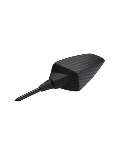 ESPEJO RETROVISOR IZQUIERDO RS1 SIMIL CARBONO UNIVERSAL FIJACIÓN A CÚPULA 30º