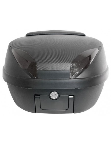 MALETA DE MOTO TRASERA 42 LITROS + RESPALDO + TAPA CARBONO REGALO