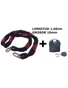 Cadena antirrobo de moto 1,60 cm más candado liquidacion