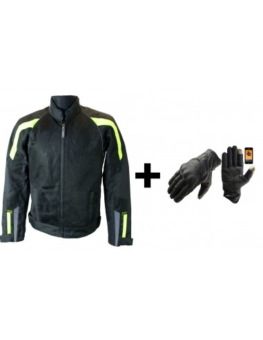 Cazadora de moto verano fluor  + Guantes de...